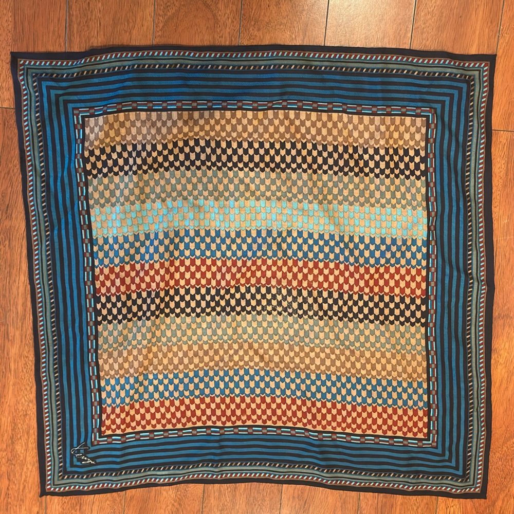Kenzo Multicolor Geometric Pattern Scarf